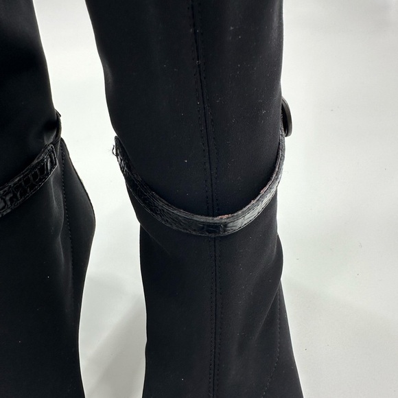 Donald J Pliner Black Tall Wedge Heel Pull On Sock Boots - Picture 5 of 9